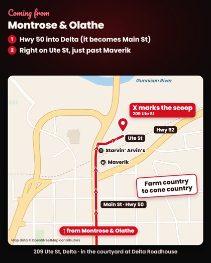Montrose & Olathe directions card